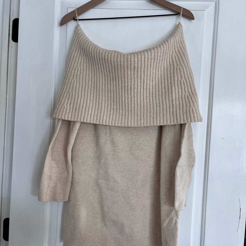 Express Cream Off-Shoulder Sweater